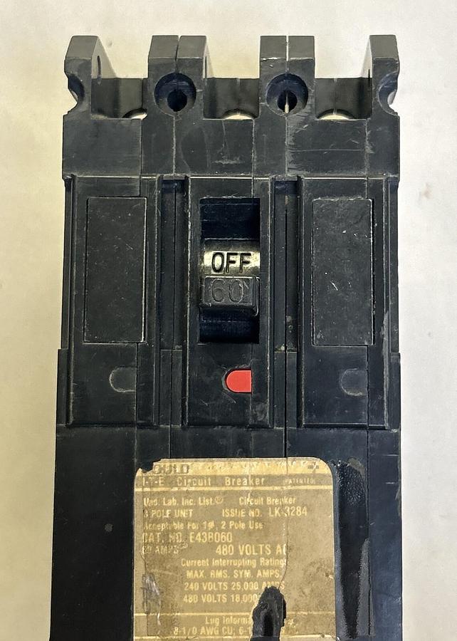 Used ITE,E438060,CIRCUIT BREAKER 60A 480V 3P