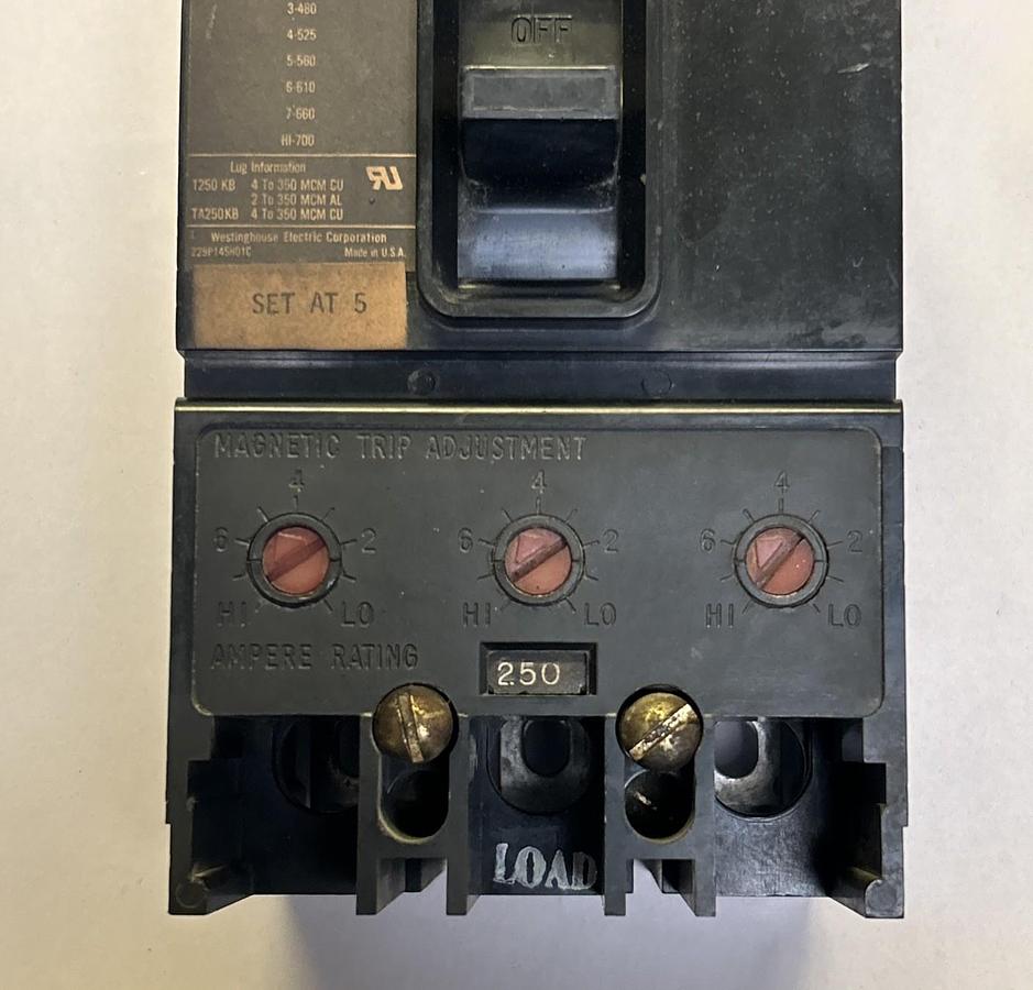 Used WESTINGHOUSE,1265C95G03,CIRCUIT BREAKER 250A 600V 3P