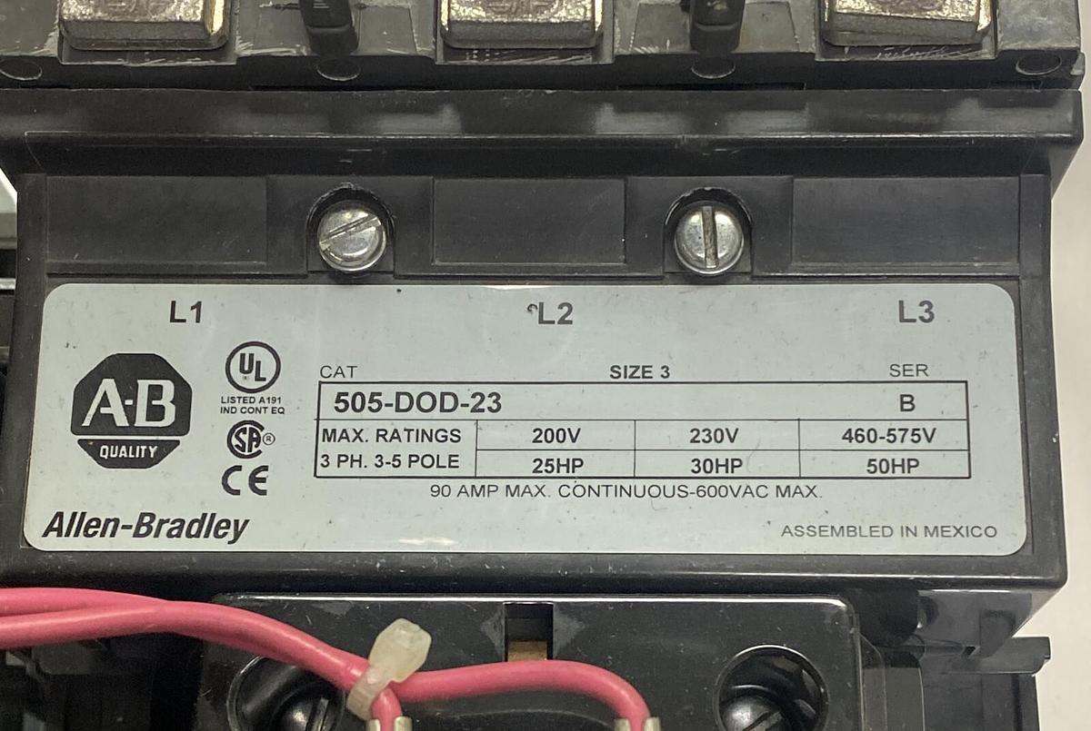 ALLEN BRADLEY,505-DOD-23,SER B REVERSING STARTER SIZE 3 90A 600V NEW NO BOX