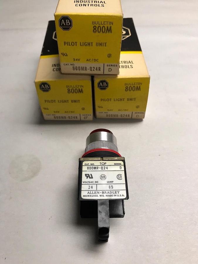 Allen-Bradley,800MR-Q24R,Round Pilot Light Red  Series D lot 0f  3