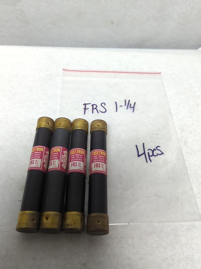Used COOPER BUSSMANN,FRS-1-1/4,FUSETRON 1-1/4 AMP FUSE LOT OF 4 PRE-OWNED