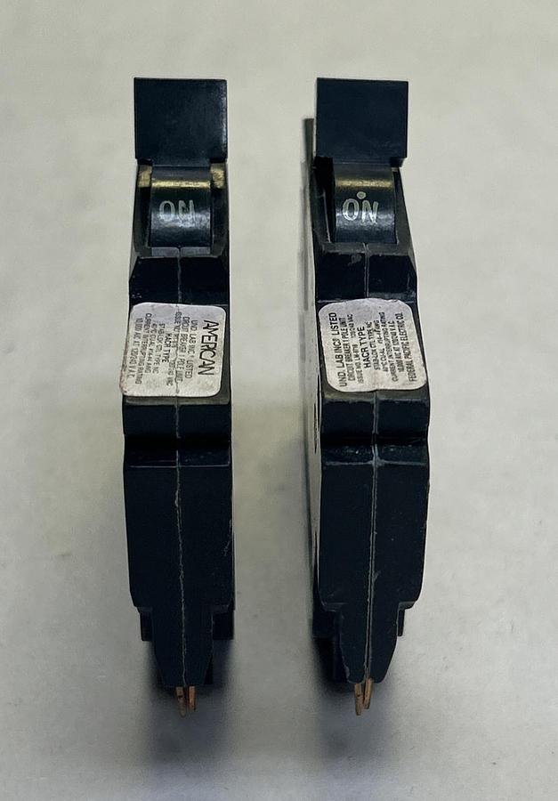 Used FEDERAL PACIFIC,HACR120,CIRCUIT BREAKER 20A 120/240V 1P LOT OF 2