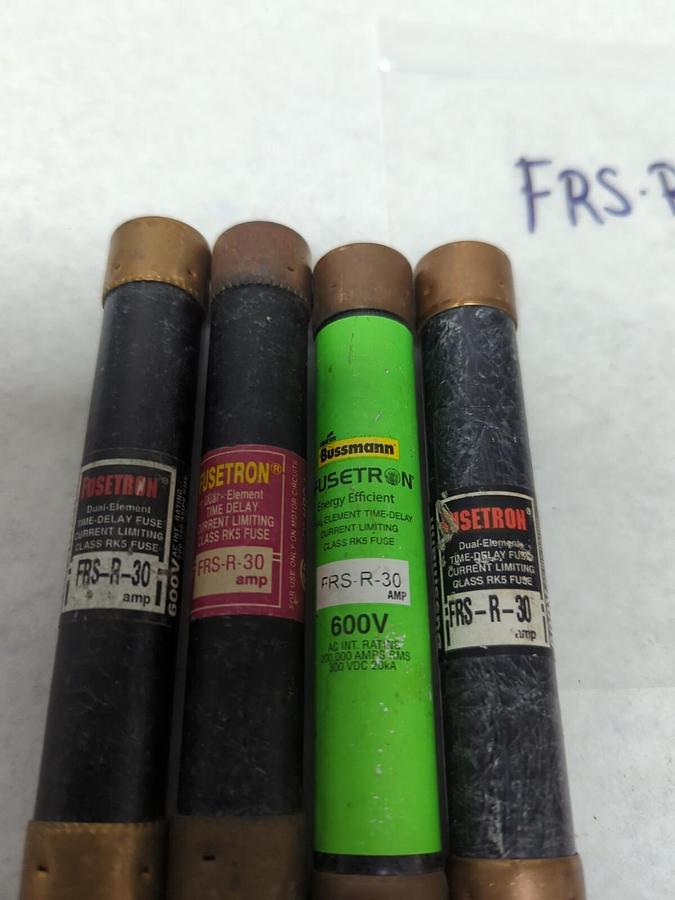 Used COOPER BUSSMANN,FRS-R-30,FUSETRON 30 AMP FUSE LOT OF 4 PRE-OWNED