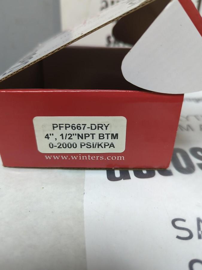 WINTERS,PFP667-DRY,4 IN GAUGE 1/2 IN NPT 0-2000 PSI/KPA NOS