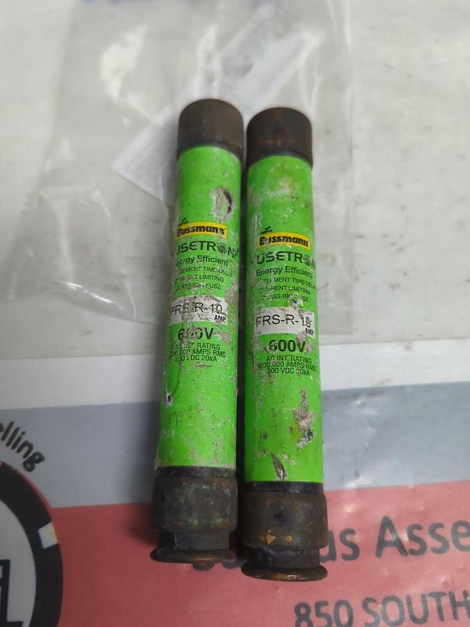 Used COOPER BUSSMANN,FRS-R-10,FUSETRON 10AMP FUSE LOT OF 2 PRE-OWNED