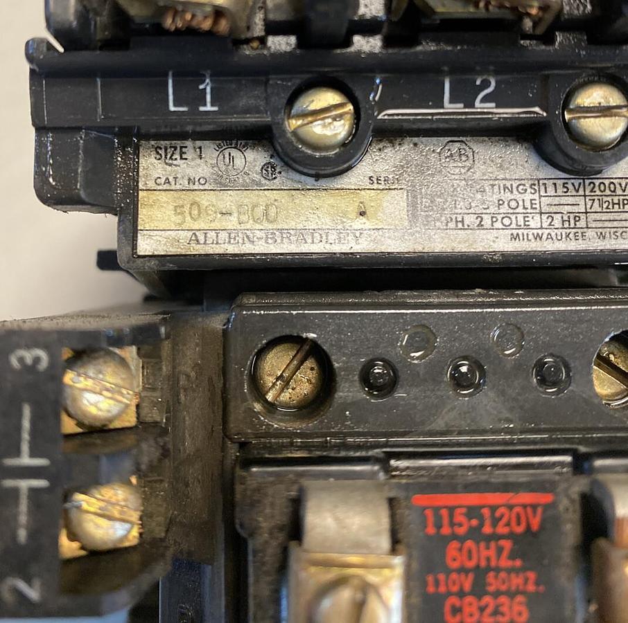 Used Allen-Bradley,509-BOD,Series A Size 1 Motor Starter 3 Poles
