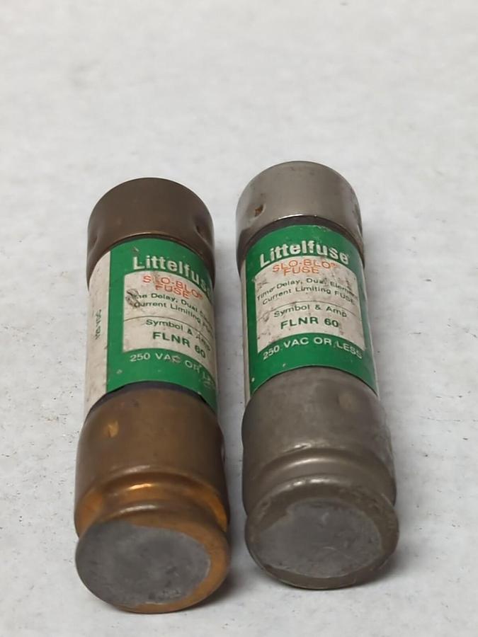 Used LITTELFUSE,FLNR60,SLO-BLO 60 AMP FUSE LOT OF 2 PRE-OWNED
