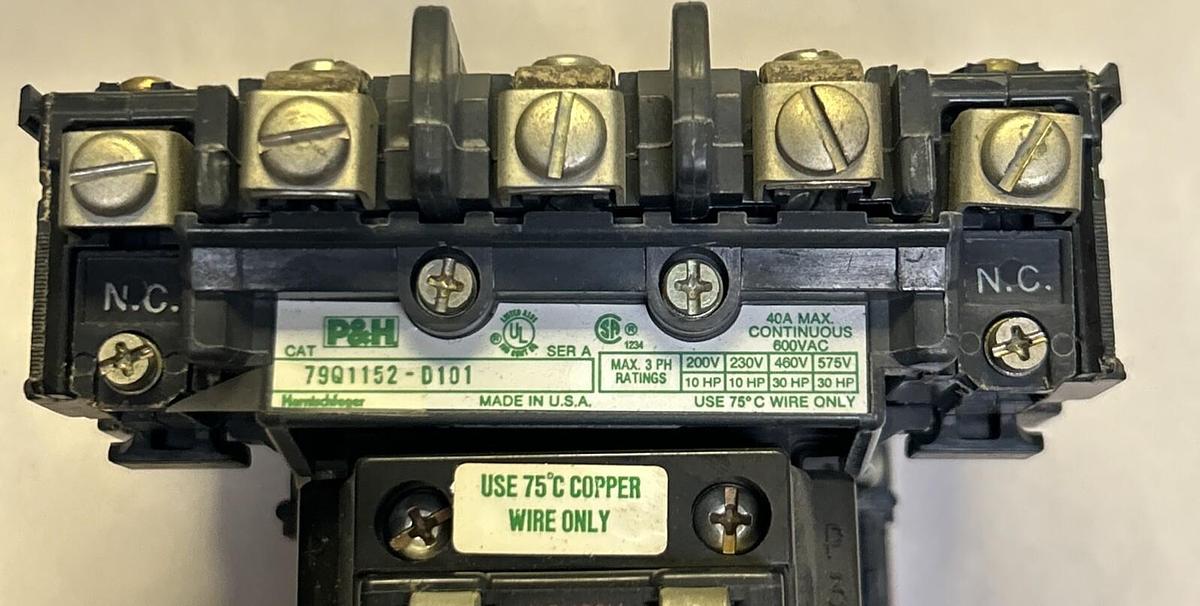 P&H,79Q1152-D101,MOTOR STARTER 40A 600V NOS