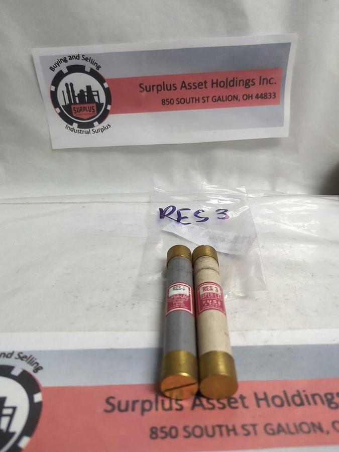 Used COOPER BUSSMANN,RES 3,SUPER-LAG 3 AMP FUSE LOT OF 2 PRE-OWNED