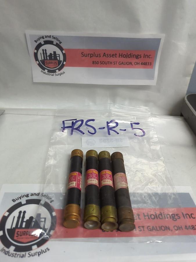 Used COOPER BUSSMANN,FRS-R-5,FUSETRON 5 AMP FUSE LOT OF 4 PRE-OWNED