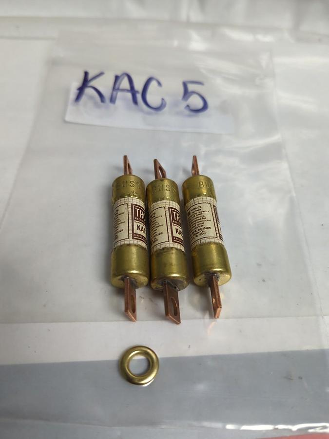 Used COOPER BUSSMANN,KAC 5,TRON 5 AMP FUSE LOT OF 3 PRE-OWNED