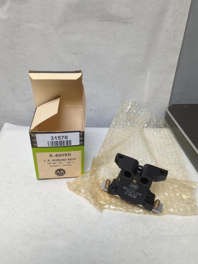 ALLEN-BRADLEY,X-40190,L.H OVERLOAD RELAY FOR BUL. 709 SIZE 3 STARTERS NOS