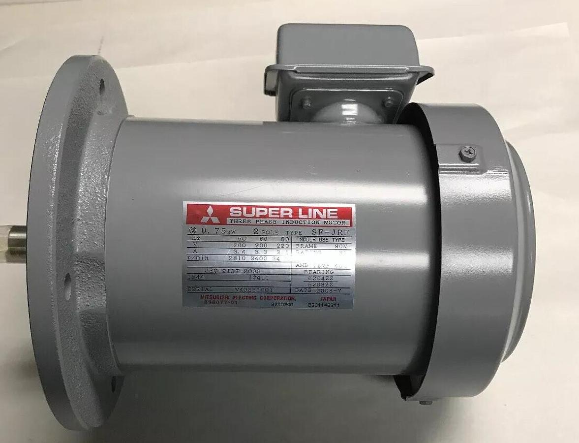 Mitsubishi Super LIne,SF-JFR-0.75KW,Induction Motor 200-220V 2 Pole Frame 80M