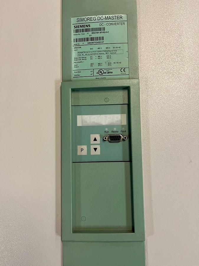Used SIEMENS,6RA7091-6FV62-0-Z,SIMOREG DC CONVERTER DRIVE OUTPUT 1200 AMPS