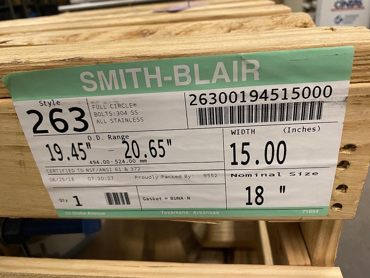 Used SMITH BLAIR,26300194515000,263 FULL CIRCLE SS CLAMP 19.45-20.65 nOMINAL SIZE 18
