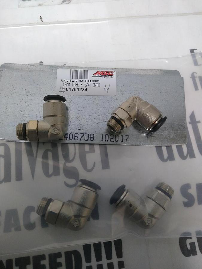 UNBRANDED,61761284,TUBE MALE SWIVEL ELBOW 10MMX1/4 IN LOT OF 4 NOS