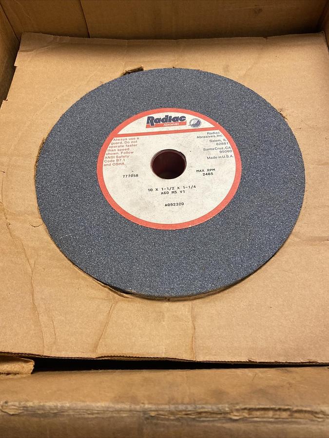 Radiac,A60-M5-V1,10x1-1/2x1-1-1/4 Bench Grinding Wheel A60-M5-V1 Box of 3 NOS