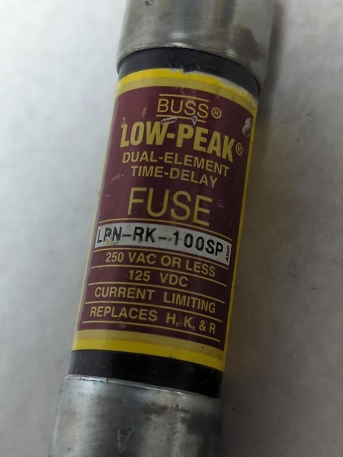 Used COOPER BUSSMANN,LPN-RK-100SP,LOW-PEAK 100 AMP FUSE PRE-OWNED