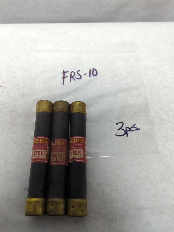 Used COOPER BUSSMANN,FRS-10,FUSETRON 10 AMP FUSE LOT OF 3 PRE-OWNED