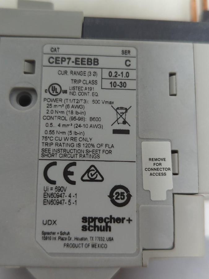 SPRECHER & SCHUH,CEP7-EEBB,OVERLOAD RELAY 0.2-1A NOS