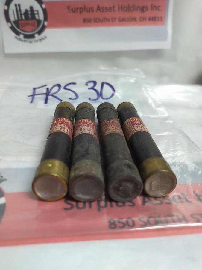 Used COOPER BUSSMANN,FRS-30,FUSETRON 30 AMP FUSE LOT OF 4 PRE-OWNED