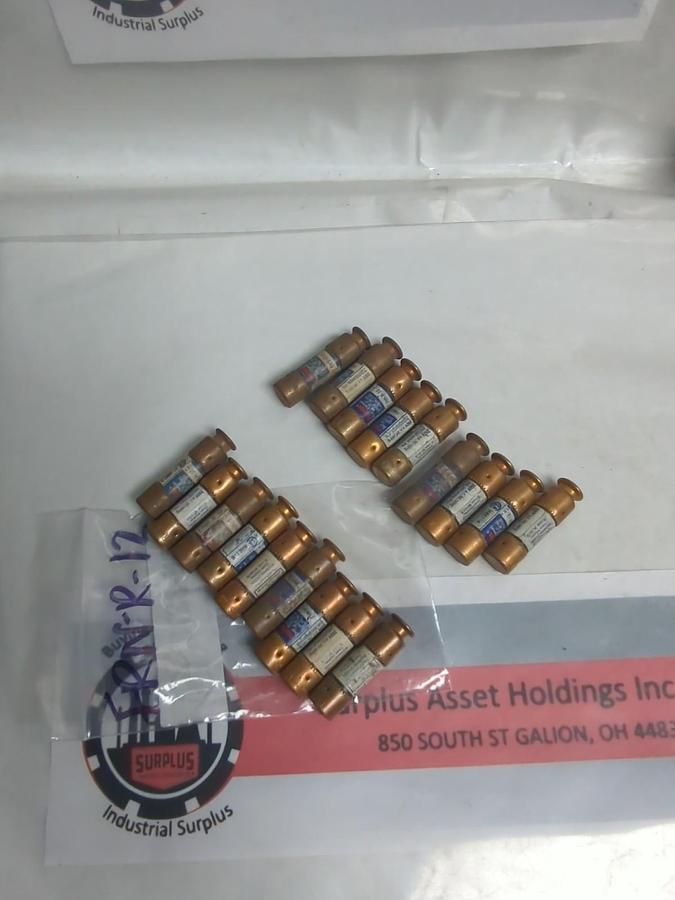 Used COOPER BUSSMANN,FRN-R-12,FUSETRON 12 AMP FUSE LOT OF 18 PRE-OWNED