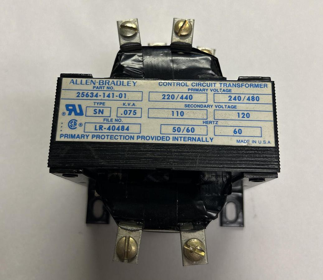 Used ALLEN BRADLEY,25634-141-01,TRANSFORMER .075KVA 240/480V