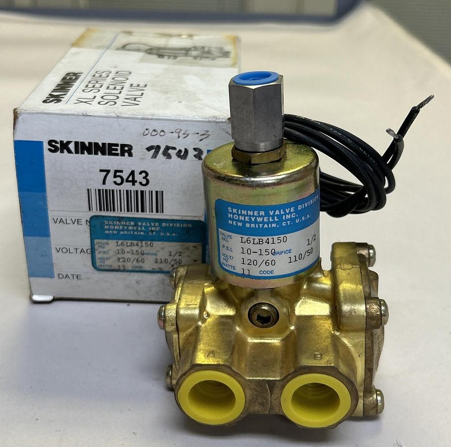 Used SKINNER,L6LB4150,SOLENOID VALVE 10-150PSI 1/2INCH NEW