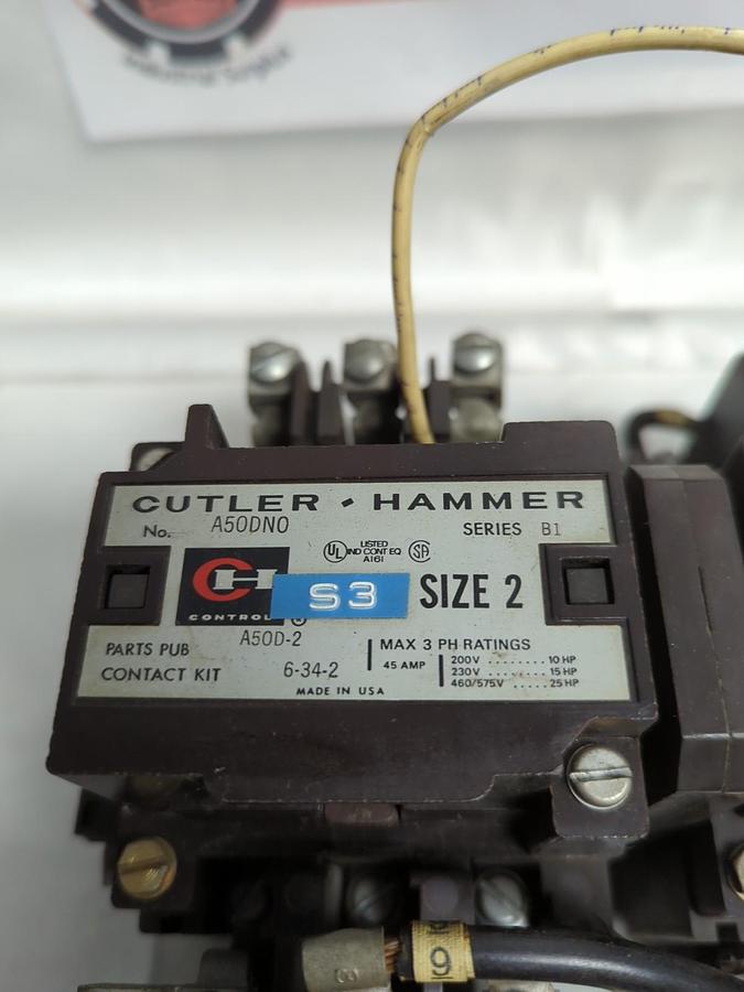 Used CUTLER-HAMMER,A50DN0,REVERSING STARTER SERIES B1 SIZE 2 PRE-OWNED