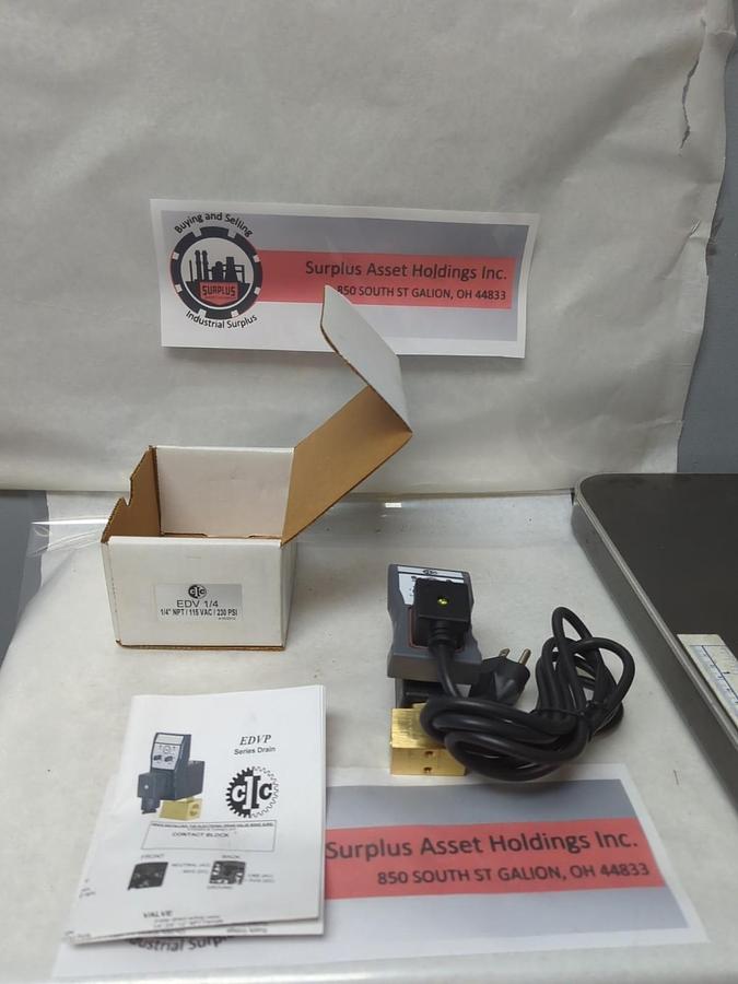 CIC,EDV 1/4,ELECTRIC DRAIN VALVE 1/4 IN NPT 115VAC 230PSI NOS