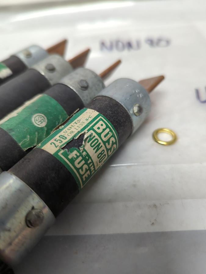 Used COOPER BUSSMANN,NON 80,ONE-TIME 80 AMP FUSE LOT OF 4 PRE-OWNED