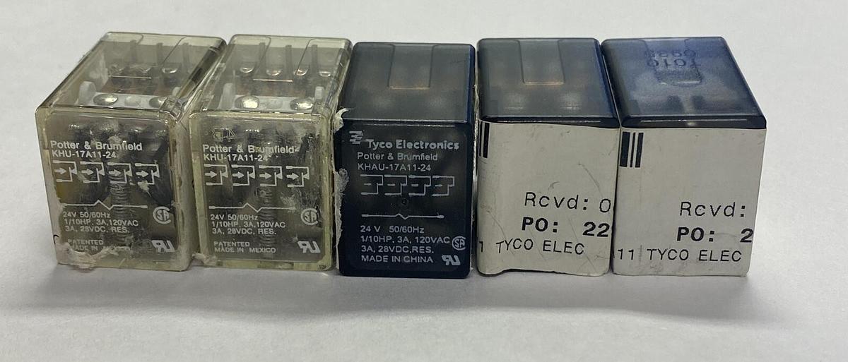 POTTER & BRUMFIELD,KHU-17A11-24,PANEL PLUG RELAY LOT OF 5 NOS