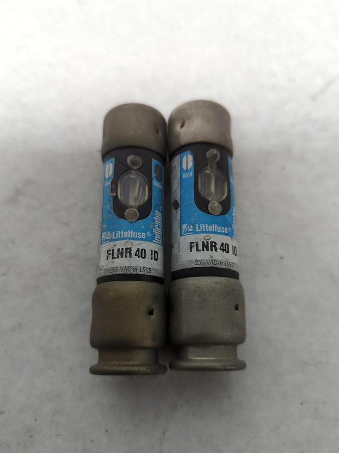 Used LITTELFUSE,FLNR40ID,INDICATOR 40 AMP FUSE LOT OF 2 PRE-OWNED