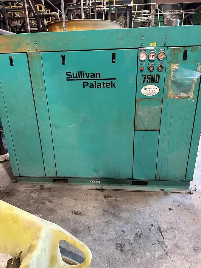 Used Sullivan Palatek,75UD,Rotary Screw Air Compressor 75Hp 460V 3PH