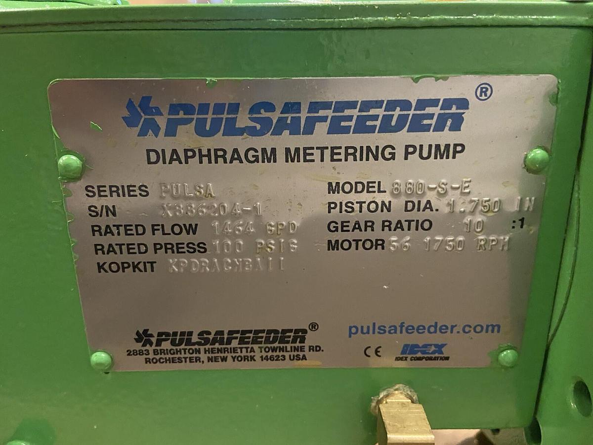 Used Pulsafeeder,880-S-E,Diaphragm Metering Pump 1464 GPD Piston Dia 1.750in Ratio 10