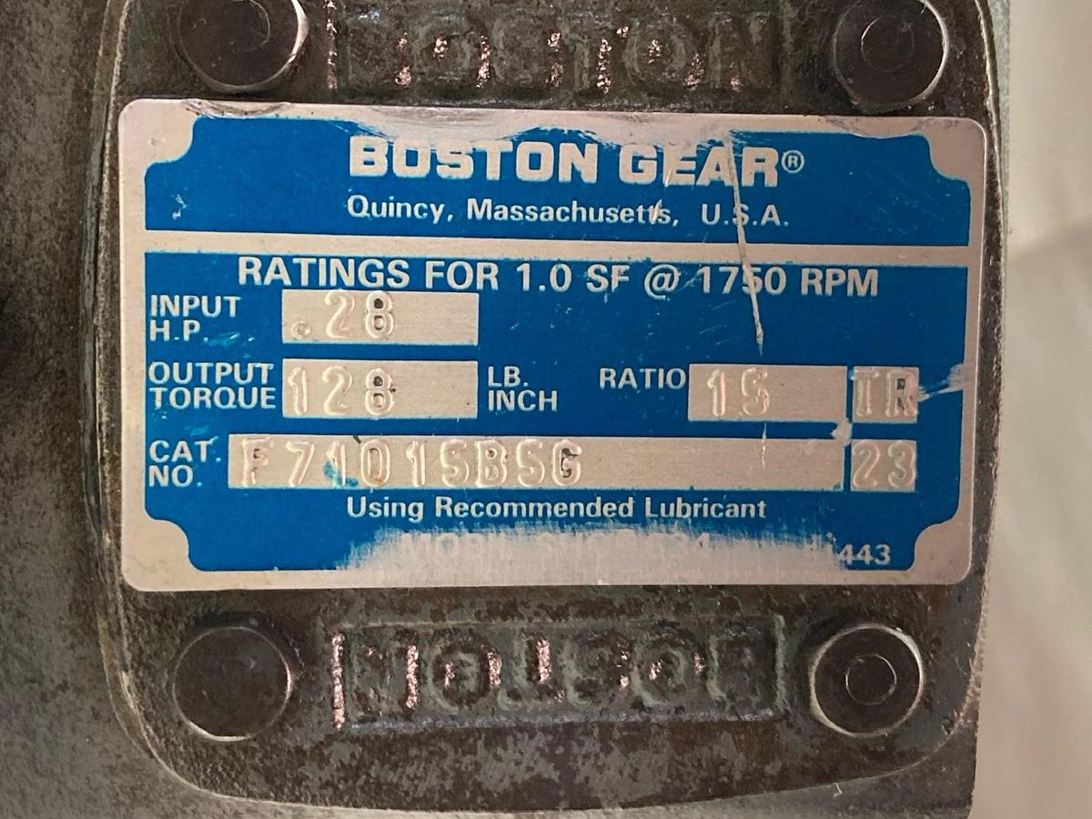 Used Boston Gear,F71015B5G,Gear Reducer Ratio 015:1.28 Input H.P.