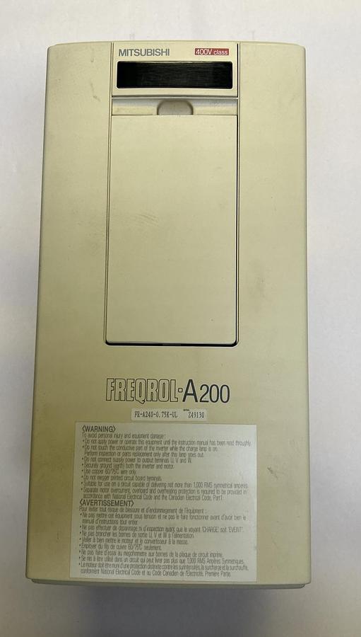 Used MITSUBISHI,FR-A240-0.75K-UL,AC DRIVE 380-460VAC 1HP