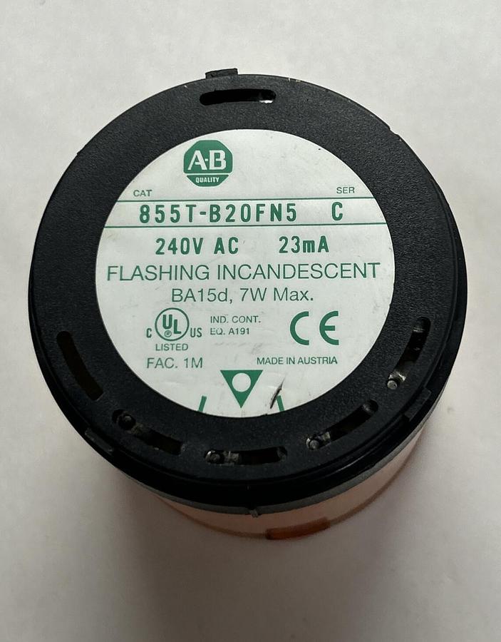 Used ALLEN BRADLEY,855T-B20FN5,AMBER STACK LIGHT