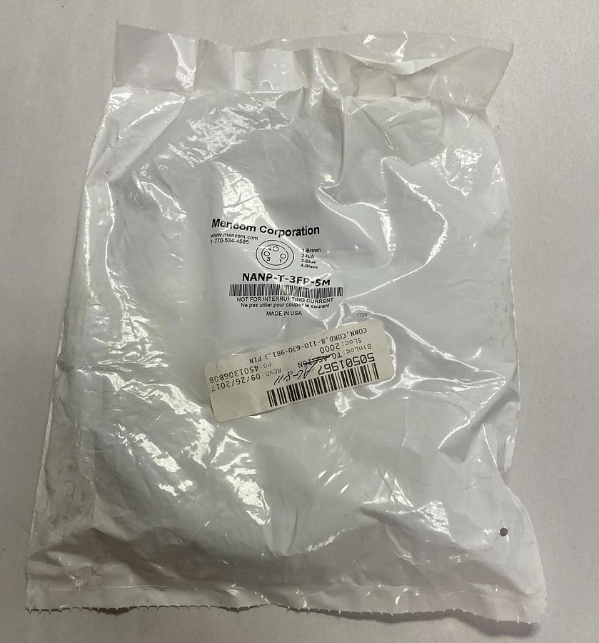 Used MENCOM,NANP-T-3FP-5M,CORDSET NEW