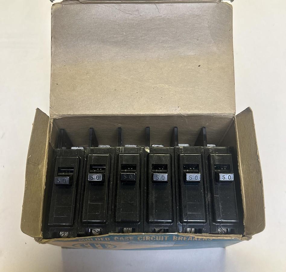 Used SIEMENS ITE,BQ1-B050,CIRCUIT BREAKER 50A 120/240V 1P LOT OF 6