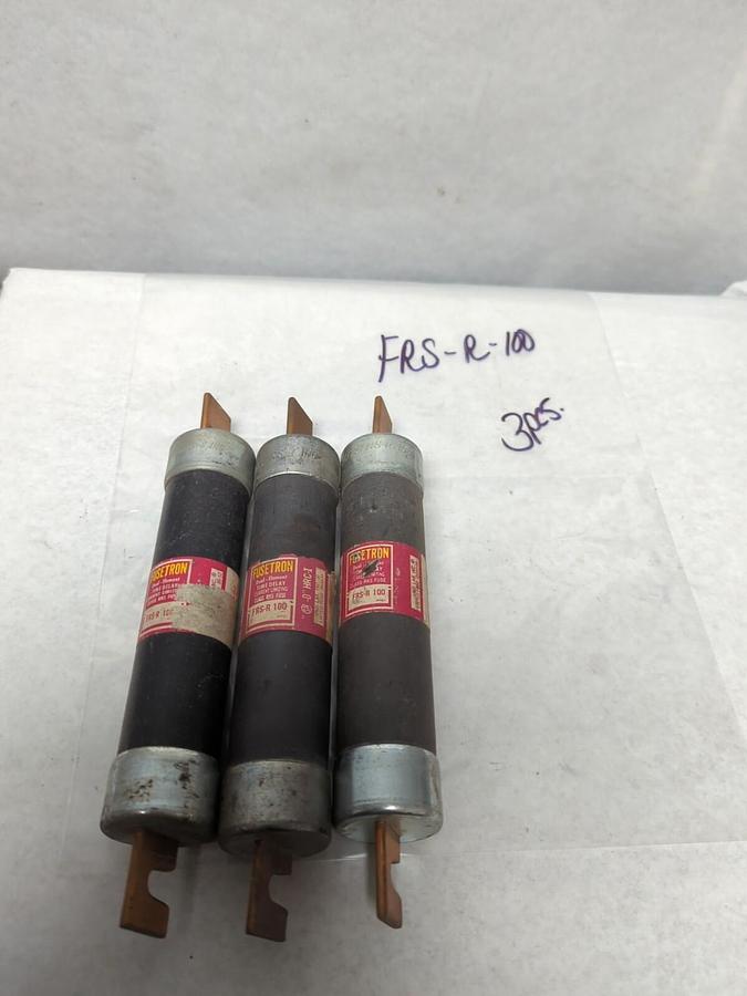 Used COOPER BUSSMANN,FRS-R-100,FUSETRON 100 AMP FUSE LOT OF 3 PRE-OWNED