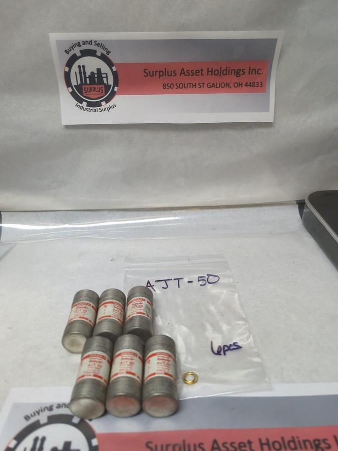 Used GOULD SHAWMUT,AJT-50,AMP-TRAP 50 AMP FUSE LOT OF 6 PRE-OWNED