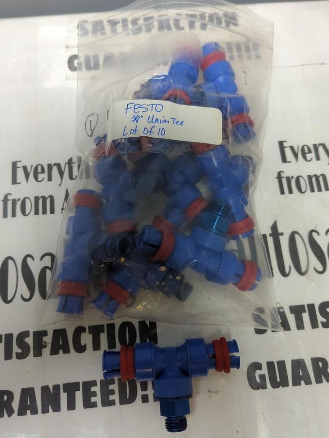 FESTO,3/8 INCH,PNEUMATION UNION TEE PUSH-ON/SCREW LOT OF 10 NOS