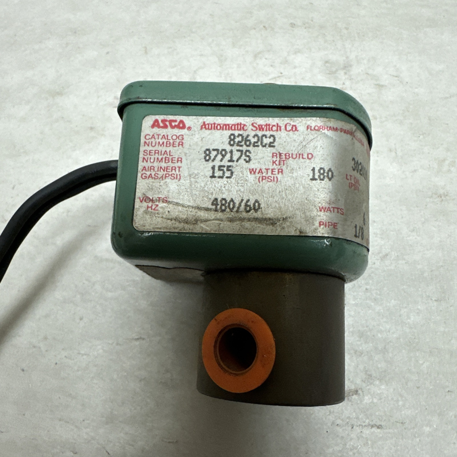 Asco,8262C2,Red Hat Solenoid Valve 480/60