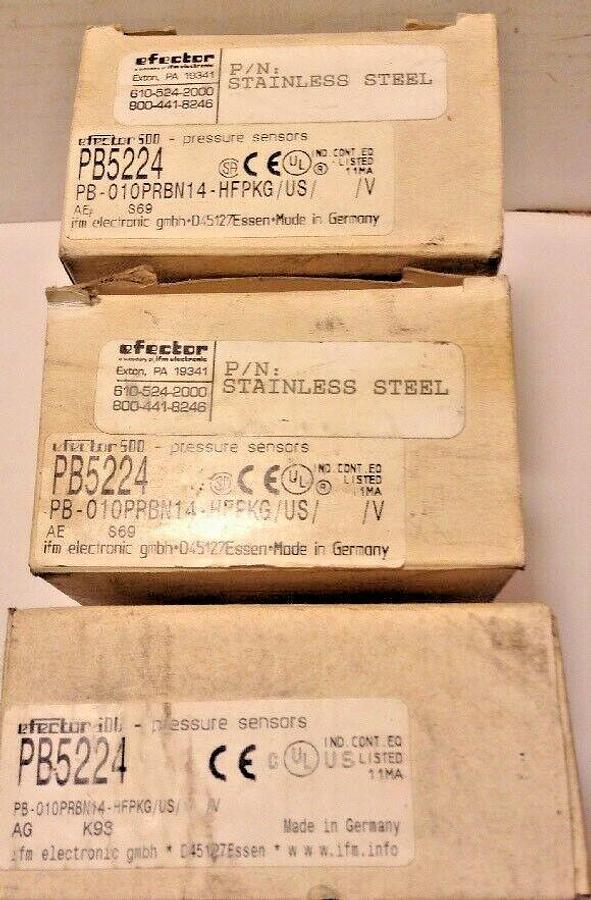 IFM Efector,PB5224,500 Pressure Sensor Stainless Steel