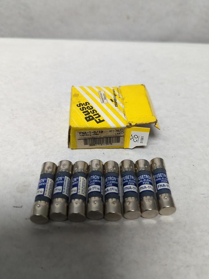 COOPER BUSSMANN,FNA-1-6/10,FUSETRON 1-6/10 AMP FUSES BOX OF 8 NOS