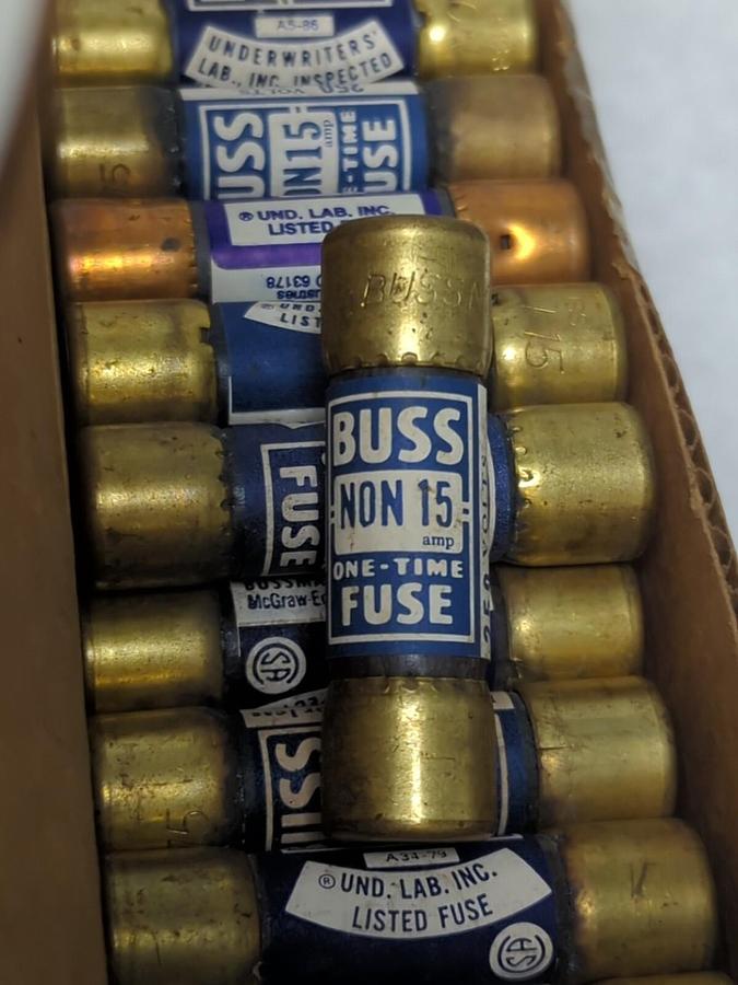 COOPER BUSSMANN,NON-15,ONE-TIME 15 AMP FUSE LOT OF 50 NOS