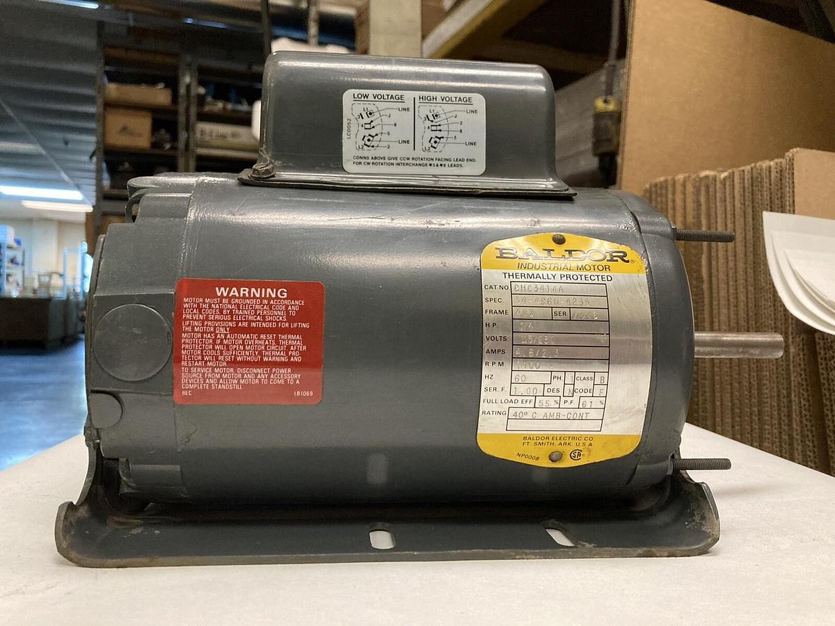 Used Baldor,CHC3414A,1/4Hp Motor 1100 RPM 115/230 Volts 48Z Frame