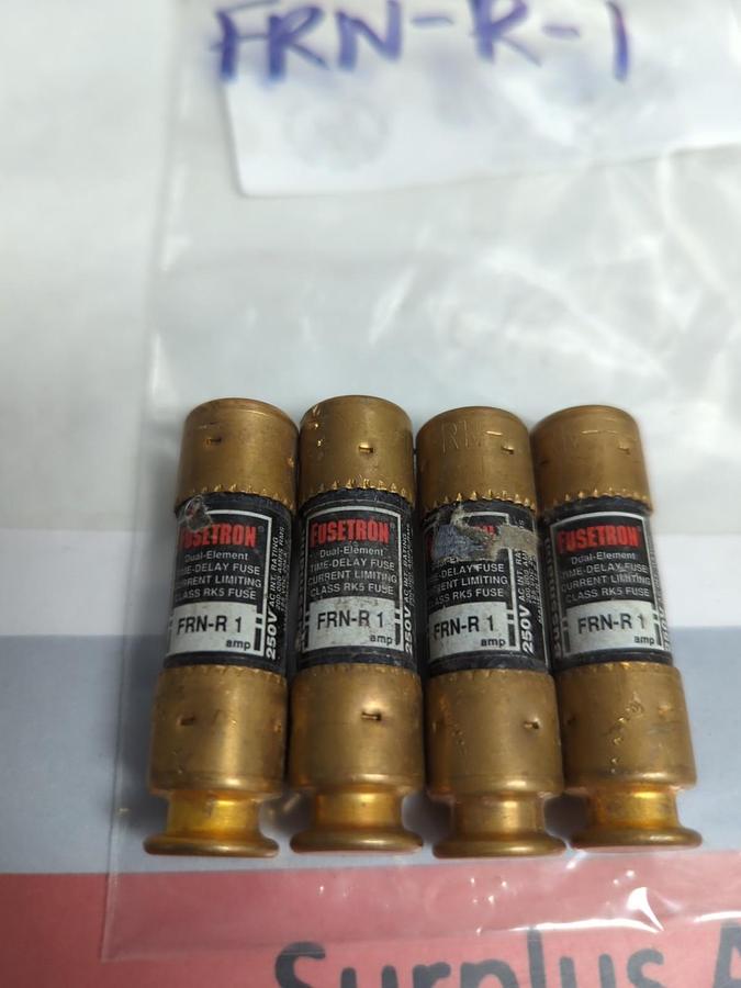 Used COOPER BUSSMANN,FRN-R-1,FUSETRON 1 AMP FUSE LOT OF 4 PRE-OWNED