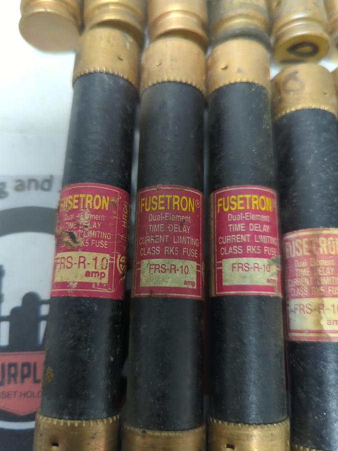 Used COOPER BUSSMAN,FRS-R-10,FUSETRON 10 AMP FUSE LOT OF 13 PRE-OWNED